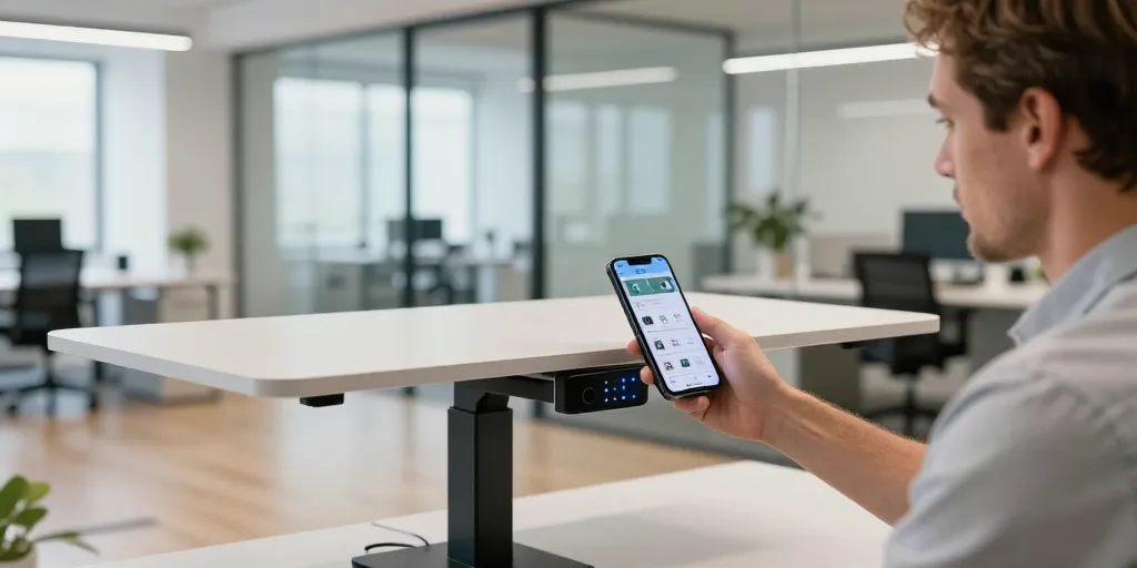 bureau assis debout connecté