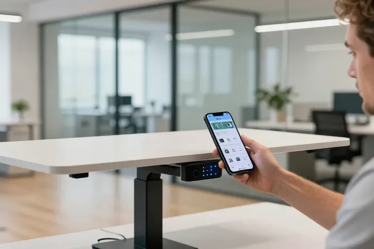bureau assis debout connecté